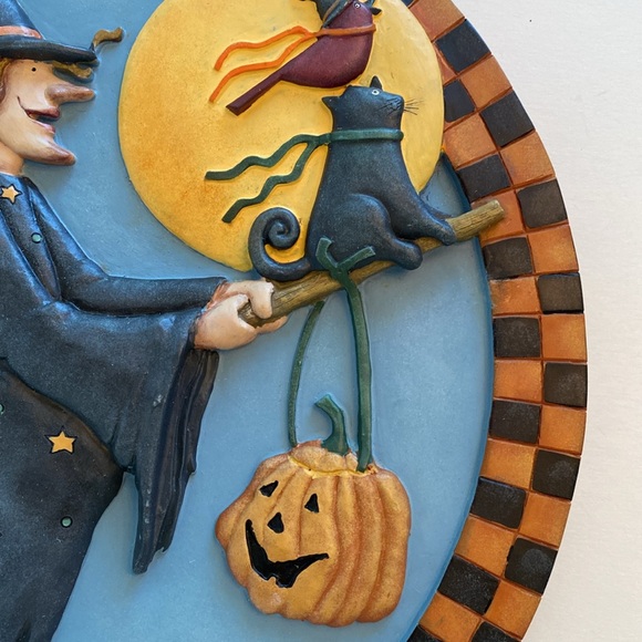 Halloween Debbie Mumm Broomhilda 3D Wall Plaque Halloween Witch 2001 12'' Rare - Picture 11 of 12